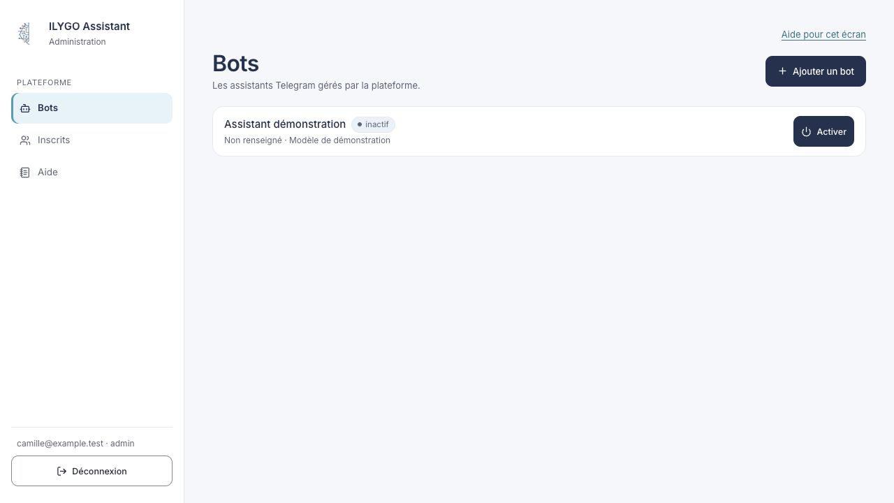 Liste des bots, exemple fictif